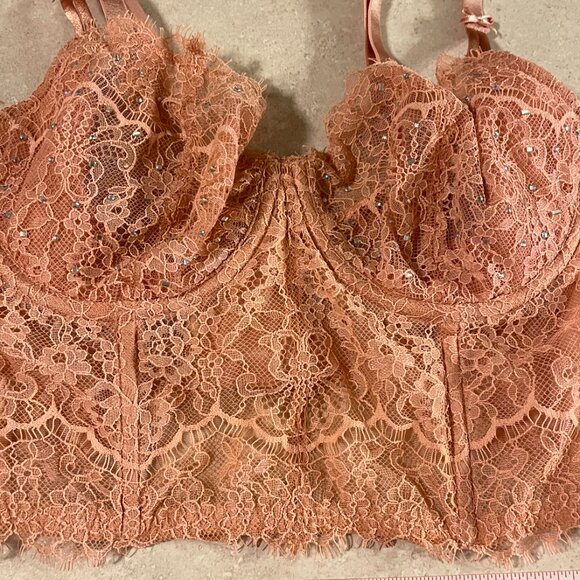 Victoria's Secret Dream Angels Bustier Bra Push up without padding 32DD Pink Lac - Picture 4 of 10